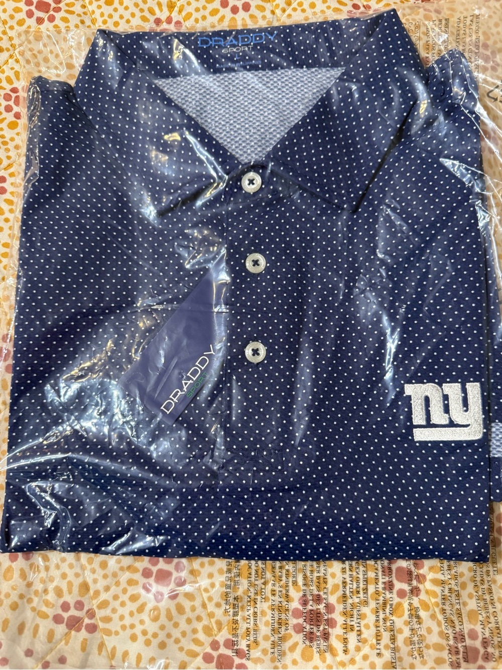 Navy Polka Dot Men’s Polo Shirt - NY Logo
